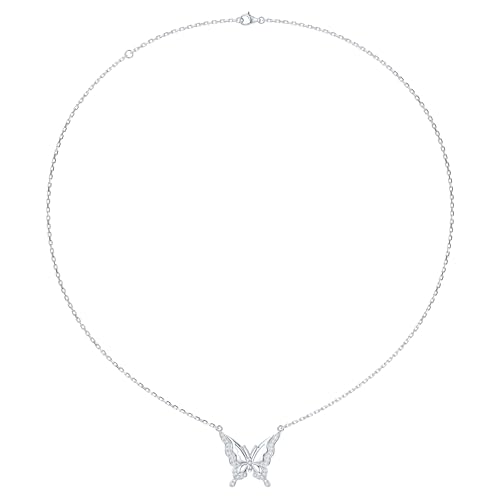 THELANDA Genuine Moissanite Sterling Silver Butterfly Pendant Necklace, Adjustable 18-20 Inch, Elegant Jewelry for Women4