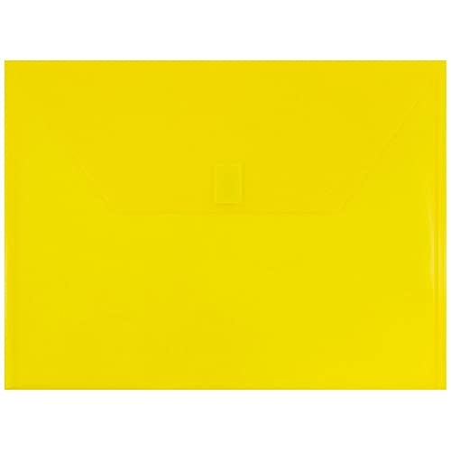 JAM PAPER Plastic Envelopes with Hook & Loop Closure - Letter Booklet - 9 3/4 x 13 - Yellow - 12/Pack