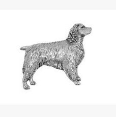 Gift Box Pewter Eng Springer Spaniel Dog Badge pin or Brooch Gift for Scarf, Tie, Hat, Coat or Bag
