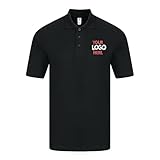 Gift Hub Custom Embroidered Personalised Polo Mens Shirt, Classic Your Text Printed Unisex Style Ideal for Workwear Office. Casual Golf T-Shirt. Black Large (L)