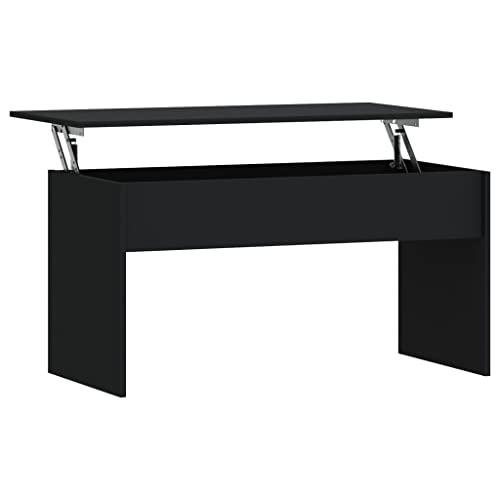 Table basse réglable en hauteur bois noir : la solution gain de place avec rangement