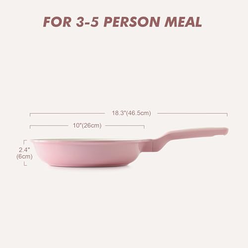 Image of SENSARTE Nonstick Ceramic Frying Pan 10-Inch, Healthy Non Toxic Skillet, Induction Compatible Omelet Pan with Heat Resistant Handle, PFAS-Free, Pink
