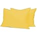 Home Tresor - Coppia Federe per Guanciali Letto con 3 Bottoni Clic Clac, Misura cm. 52x82 , Made in Italy , 100% Puro Cotone, 57 fili cm^2, Tinta Unita GIALLO