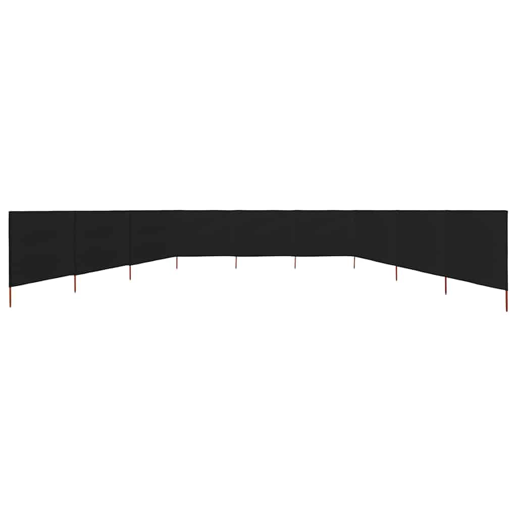 Frangivento 9 Pezzi in Tessuto Non Tessuto e Legno, Nero, 1200x160 cm