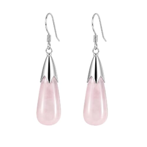 Rose Quartz Earrings for Women Crystal Dangle Drop Birthstone Jewelry - image 1