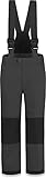 normani Kinder Thermohose Winterhose Skihose - Wasserdicht 11000 mm - für Jungen und Mädchen mit abnehmbaren Hosenträgern, verstärkten Knie- und Gesäßbereich Farbe Anthrazit Größe 176