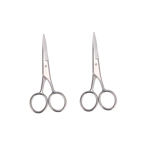 CALLARON 2Pcs Stainless Steel Scissors for Beard Trimming Durable Grooming Shears for Barbers Home DIY Hair Salons Precision Cutting Design Silver