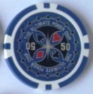 Squirrel Poker 14G Ultimte Poker Chips - 25pcs per roll - 10 Value Variations (100/500/1000/5000) (Blue - $50)