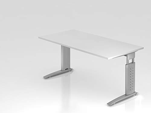 Preisvergleich Produktbild Schreibtisch C-Fuß 160x80cm Weiß / Silber