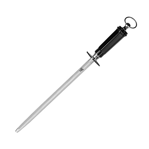 MITSUMOTO SAKARI 40 cm Afilador de Cuchillos Profesional, Chaira Afilador Cuchillos Japonés, Chaira Diamante Redonda de Alto Carbono (Mango ABS e Imán)