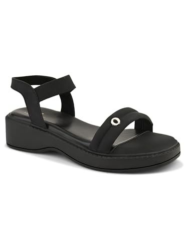 Image of XE Looks Women's Slip-On Sandals with Back Strap | Elastic Ankle Band & Cushioned Footbed | Minimalist Low Heel Sandals for All-Day Comfort