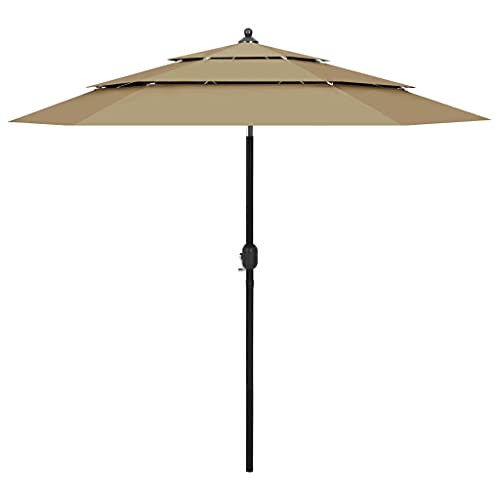 Parasol de jardin anti vent 3 niveaux 200 cm pour stabiliser l'ombre du balcon