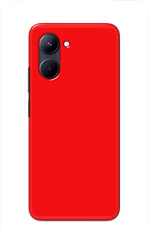 Image of PRINTFIDAA Printed Hard Back Cover Case for Realme C33 Back Cover (Plain Red) -1803