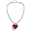 DOLLESS Big Heart Necklace for Women Chunky Glass Puffy Big Heart Pendant Choker Necklace (Red)