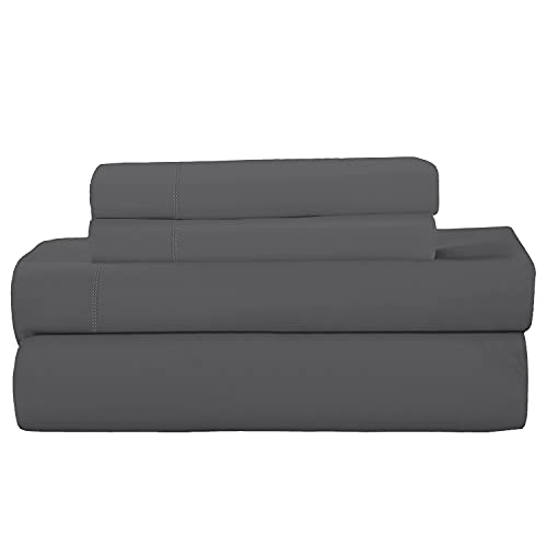 Image of ROYALE LINENS 4 Piece Sheets Set - Soft Brushed 1800 Microfiber Bedding - 1 Fitted and 1 Flat Sheet, 2 Pillow Cases - Wrinkle Free & Fade Resistant - Hotel Luxury Bed Sheets (Smoked Pearl, Queen)