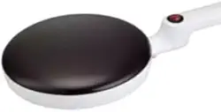 Panquequeira Elétrica Antiaderente, Branca, para Crepes e Panquecas, com Espátula de Madeira, Base Aquecedora