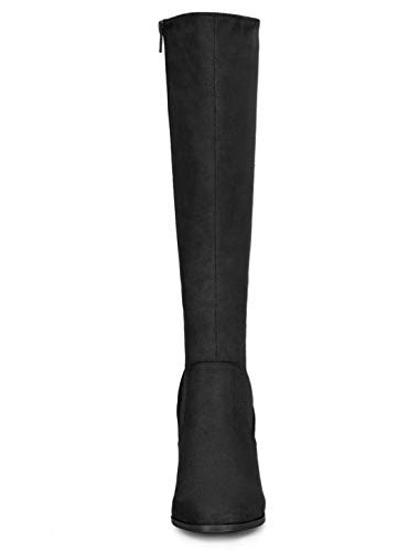 Allegra K Women's Side Zipper Chunky Heel Black Knee High Boots 8.5 M Us #TOP7