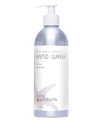 Plaine Products Eco-Friendly Hand Soap – Citrus Lavender – Sensitive Skin, 16 oz (Refillable Bottle with Pump)