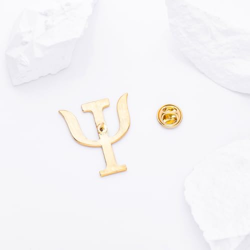 Image of Dr's gift Psychology Psi Symbol Enamel Gold Brooch Psychology Greek Letter Lapel Pin Backpack Hat Badge Jewelry Gift for Psychologists, Psychiatrist, Therapists, Students