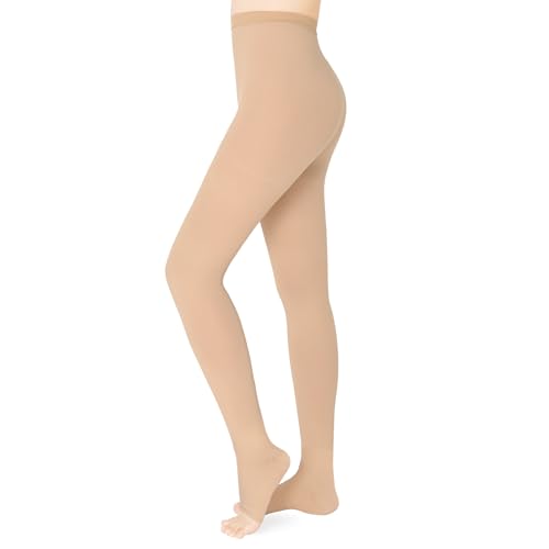 Image of 20 - 30mmHg Compression Pantyhose,1 Pair or 2 Pairs Comfortable Compression Leggings,Open Toe Design,Medical Waist High Compression Stockings for Edema, Varicose Veins, Swelling, Pregnant,Nurses, Athletes