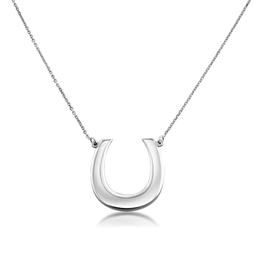 925 Sterling Silver Lucky Horseshoe Pendant Necklace 16