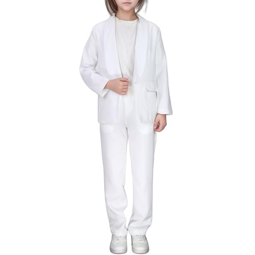 Chaqueta Abierta de Manga Larga con Solapa Lisa para niñas, Ropa Casual para Edades de 5 a 14 años # L