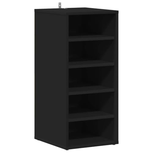 Muebles zapateros ahorra espacio de madera kit de dos módulos negros apilables 7
