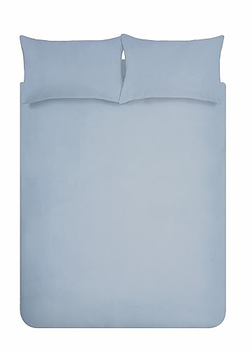 Plain Dyed Denim Duvet Cover Set 250 x 220 + 50 x 80 (2) + Fitted Sheet 180 x 200 cm + 2 Pillowcases 50 x 80 H/W White