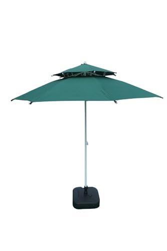 "Amaze" (With 23 Lit. Hollow Plastic Base) Garden Farm house Beach Camping Sunshade Sun Shelter Advertisement Patio Umbrella-(8')-Double Layer - GREEN-image-10