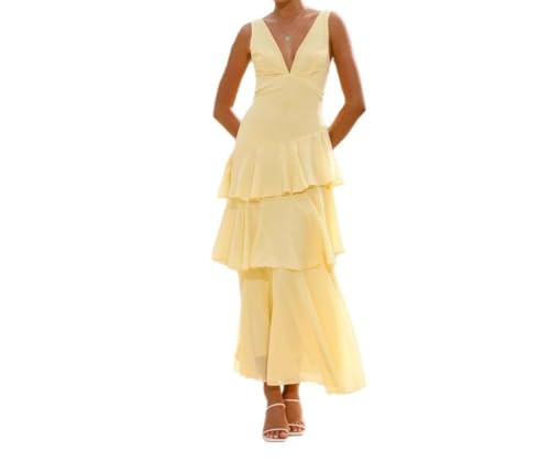 HENGEN 2025 New Internet Celebrity Explosive Skirt, Female Style Sleeveless V-Neck Dress