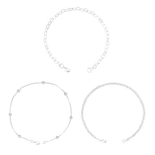 Kit 3 Pulseiras Singapura, Coração, Bolinha Folheadas Premium Prateado Conjunto Três Peças