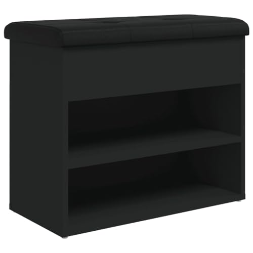 vidaXL Banco Zapatero Madera de ingeniería Negro 62x32x50 cm