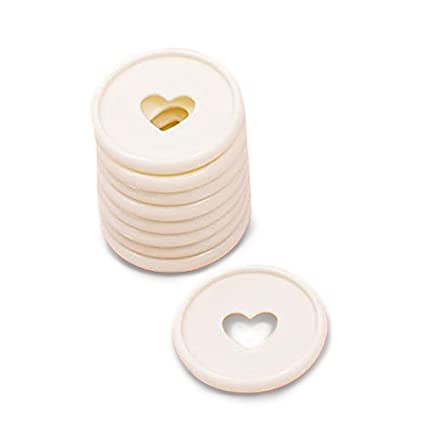 Craftelier Anneaux M Plastique Cœur Découpe 35mm Blanc 9pcs