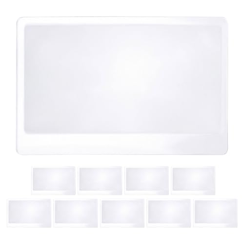 IDEANATEGRATE Lente di Fresnel Tascabile 5x, 10 Pezzi in PVC, Foglio Ingranditore Formato Carta di Credito per Lettura di Pagine Libri, Ergonomica per Uso Quotidiano
