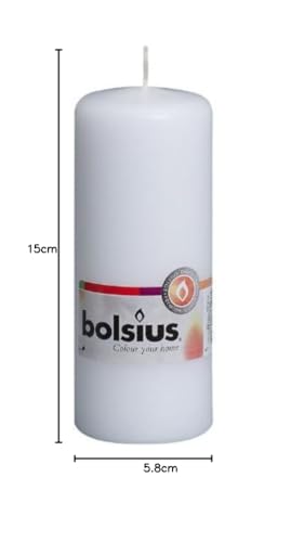 Bolsius Glatte Stumpenkerzen - Weiß - Set 10 Stück - Dekorative Haushaltkerzen - Länge Brenndauer 42 Stunden - Unparfümierte - Natürliches Pflanzenwachs - 15 x 6 cm