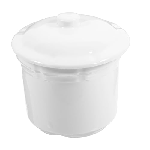 BAZEITFLOW Cerámica Clásica Olla Sopa con Tapa Tazón para Guisar y Servir para Vapor y Regalo Práctico Superficie Lisa Fácil Limpieza Diseño Simple Funcional para Hogar y Restaurante