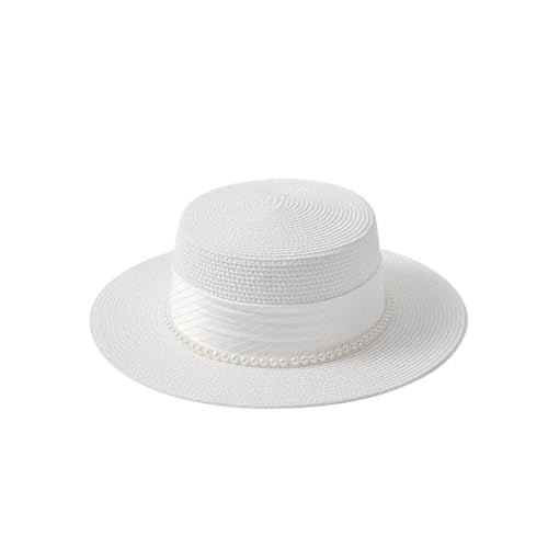 Sombreros de paja para mujer con ala ancha y copa plana miniatura 1