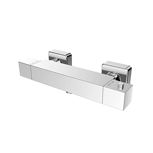 KOMIRO Mitigeur Douche thermostatique, avec Bouton Sécurisé à 38°C Robinet douche Thermostatique，Mitigeur Thermostatique pour Douche-Chromé