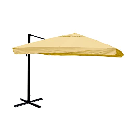 Décoshop26 Parasol Professionnel Restaurant pour Jardin terrasse 3x3m (Ø4,24m) Polyester/Aluminium 23kg crème sans Pied 04_0003979