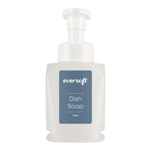 Image of Eversoft Foaming Countertop Dish Soap Bottle Dispenser for Kitchen /Bathroom /Office /RV /Airbnb, 385 ml (13.0 oz), Sealed Refill Cartridges Sold Separately, Clear