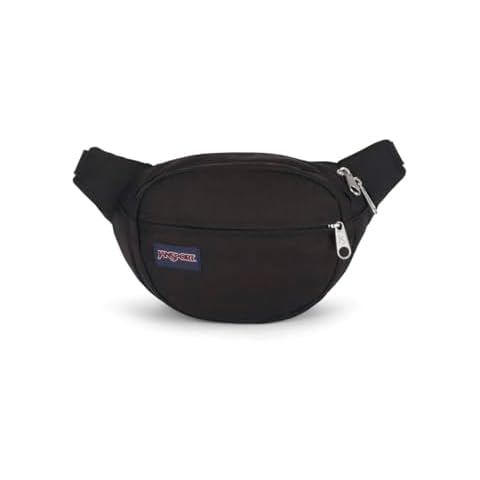 JanSport Fifth Avenue Fanny Pack Crossbody Bags for Women, Men - Stylish, Durable Waist Bag with Adjustable Belt, Main Zippered Pocket, Quick Stash Pocket, Travel Essentials, Black Cover