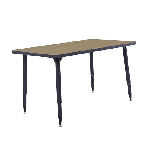 Image of Adapte Commercial Classroom Activity Table - 30 inch x 48 inch Rectangle, ADA Compliant Tapered Legs with Glides & Casters, Adjustable Height 22-34 inch Wheelchair Accessible, School & Office Furniture