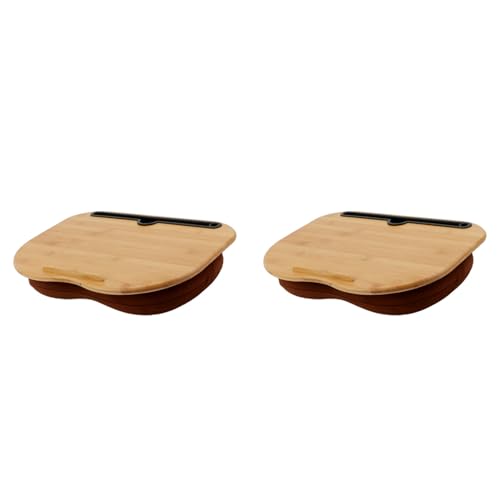 Vheolk 2X Escritorio de Regazo con Cojín de Almohada, Soporte para Laptop con Ranura para Tableta,Mesa de Cama para Computadora para Viajes,Compatible con Portátiles de hasta 14 Pulgadas