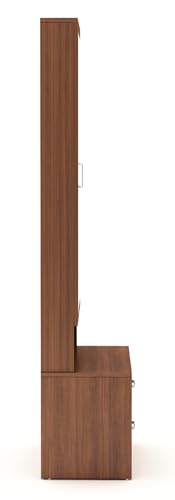 Image of DesignFit Engineered Wood Dressing Table with Drawer and Door Storage Wooden Mirror Vanities Furniture for Bedroom Home Living Room (Walnut Finish)