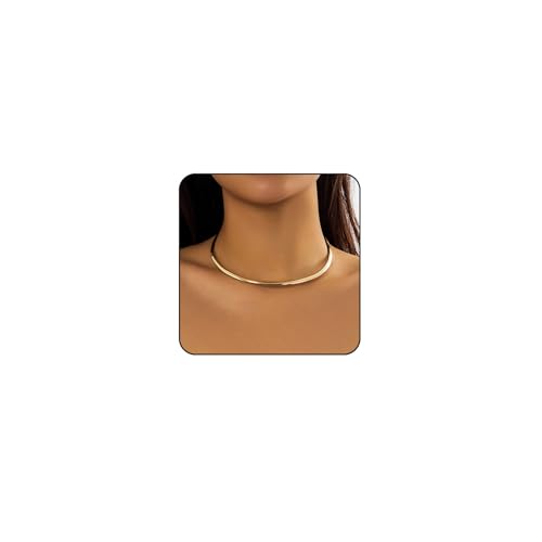 Chunky Gold Choker Necklaces for Women Non Tarnish Silver Statement Necklace for Women Chunky Necklace Open Round Gold Collar Necklace Trendy Jewelry
