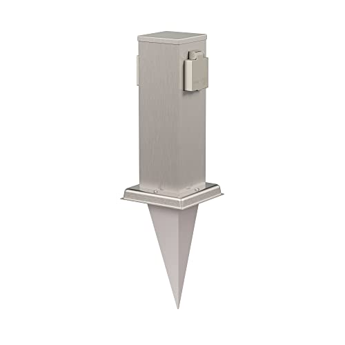 ledscom.de POLLY Garden Socket Column with Ground Spike Outdoor Double Stainless Steel Angle 27cm
