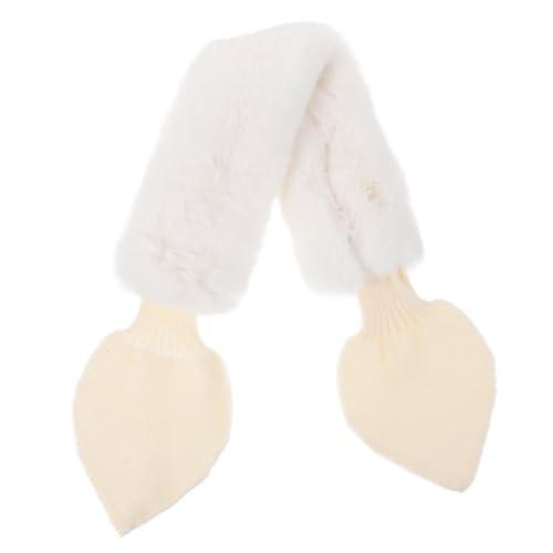 LIFKOME Plush Cartoon Winter Scarf for Boy Girl Thick Warm Neck Warmer Beige Soft Faux Rabbit Fur for Skiing School and Daily Wear Holiday Boys and Girls