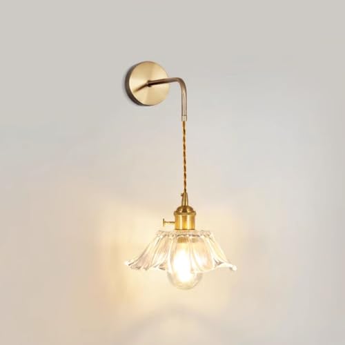 Aplique de pared clásico con forma de flor y cristal translúcido para iluminación interior