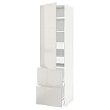  METOD/MAXIMERA Hi Cab w shlvs/4 tiroirs/dr/2 frnts, 60x60x220 cm, blanc/Ringhult gris clair