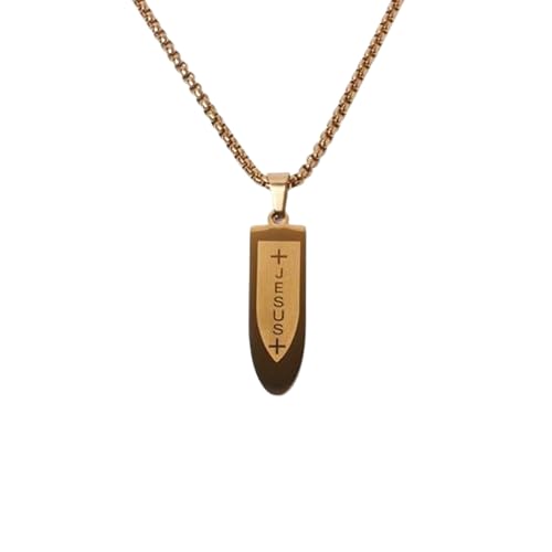 Collier pendentif Seigneur Jésus doré taille M, cadeau de baptême idéal